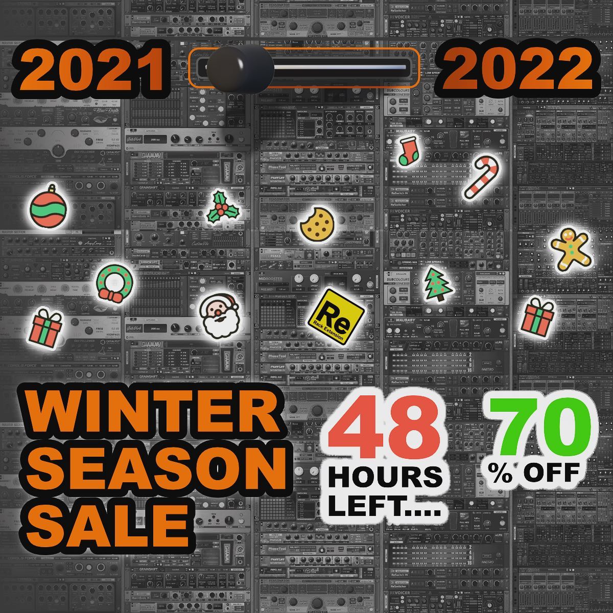 LAST 48 HOURS LEFT TO SAVE UP TO 70% OFF ON TURN2ON RE

Turn2on Software make biggest sale up to 31 December 2021. Save right now! 
Last chances to have Rack Extension from Turn2on with sweety discounts?
Not, at last 48 hours! 
WIN RACK EXTENSION ENETERING TO TURN2ON GIVEAWAYS

Giveaway Rack Extensions? YES!!! Get a chance at these XMAS days to win RackExtensions from Turn2on Software.
You still have chances to win at December 30 and 31 - rack extension.
Just go to our website of social media pages, and entering to the Giveaways:

- 29 December (GIVEAWAY #7)
- 30 December (GIVEAWAY #8)
- 31 December (GIVEAWAY #9)

More entering points, more chances to win!
Every day 2 winners get Rack Extension licenses #reason #reasonrack #reasonstudios #rackextension #rackextensions #turn2on #giveaway #win #license #xmas #newyear