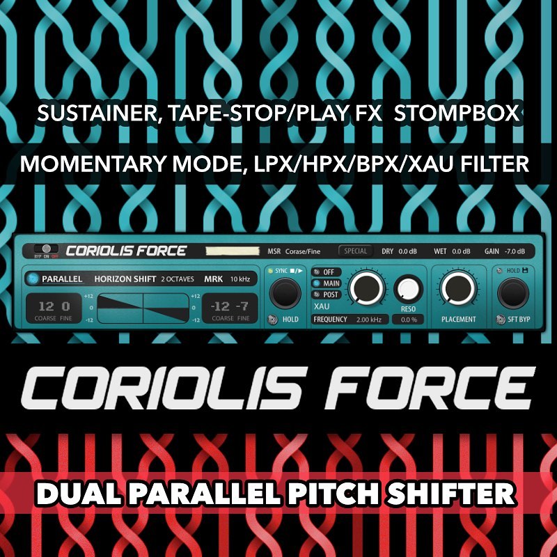 CORIOLIS FORCE v.1.1.1:
Creative pitch shifter is updated & include:

- Bugfix of audio dropouts at the pitch activity
- Pitch shifting optimisation
- More smoothing on the Filter Frequency in all modes. #rackextension #reasonrack #reason #reasonstudios #pitchshifter #pitchshift #coriolis #force #parallel #shift #pitch #turn2on #effect #audio